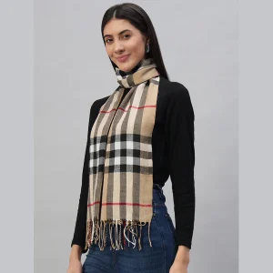 Fashion Plaid Check Scarf Women Warm Beige Scarves - Image 4