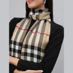 Fashion Plaid Check Scarf Women Warm Beige Scarves - Image 5