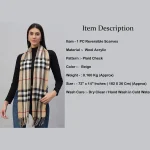Fashion Plaid Check Scarf Women Warm Beige Scarves - Image 7