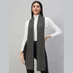 Handmade and Warm Oversize Scarf Grey Knitted