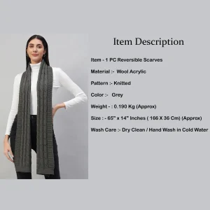 Handmade and Warm Oversize Scarf Grey Knitted - Image 7