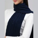Handmade Blue Knitted Soft Wool Cashmere Scarf - Image 5