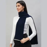 Handmade Blue Knitted Soft Wool Cashmere Scarf - Image 4