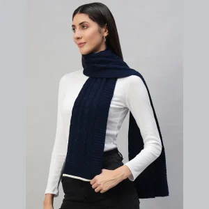 Handmade Blue Knitted Soft Wool Cashmere Scarf - Image 4