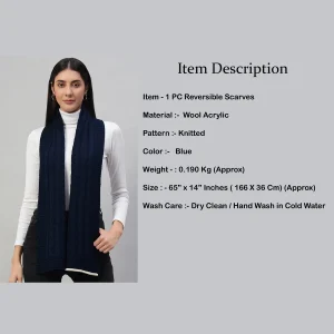 Handmade Blue Knitted Soft Wool Cashmere Scarf - Image 7