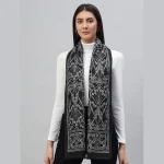 Luxury Black Floral Scarf, Woman's Neck Wraps