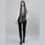 Luxury Black Floral Scarf, Woman's Neck Wraps - Image 3