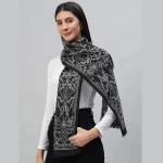 Luxury Black Floral Scarf, Woman's Neck Wraps - Image 4