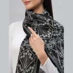 Luxury Black Floral Scarf, Woman's Neck Wraps - Image 5
