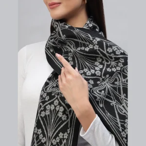 Luxury Black Floral Scarf, Woman's Neck Wraps - Image 5