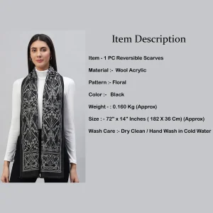 Luxury Black Floral Scarf, Woman's Neck Wraps - Image 7