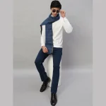 Luxury Blue Checked Winter Warm Wool Wrap Scarf - Image 2