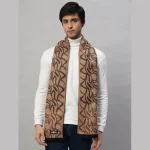 Luxury Brown Abstract Winter Wool Scarf