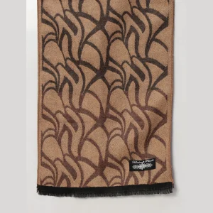 Luxury Brown Abstract Winter Wool Scarf - Image 6