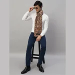 Luxury Brown Abstract Winter Wool Scarf - Image 2