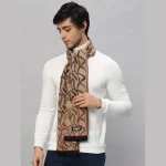 Luxury Brown Abstract Winter Wool Scarf - Image 3