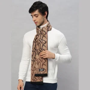 Luxury Brown Abstract Winter Wool Scarf - Image 3