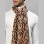 Luxury Brown Abstract Winter Wool Scarf - Image 5