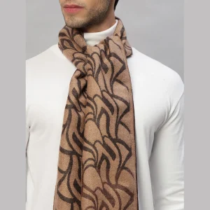 Luxury Brown Abstract Winter Wool Scarf - Image 5