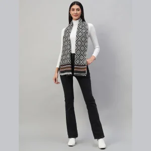 Luxury Grey Fair Isle Wool Scarves / Scarf - Image 4