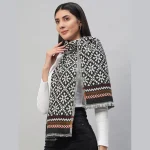 Luxury Grey Fair Isle Wool Scarves / Scarf - Image 3