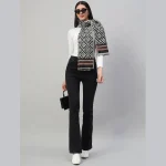 Luxury Grey Fair Isle Wool Scarves / Scarf - Image 2