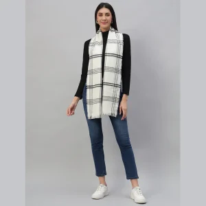 Luxury White Wool scarves Cashmere Wrap Large Scarf - Image 4