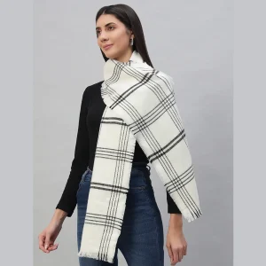 Luxury White Wool scarves Cashmere Wrap Large Scarf - Image 3