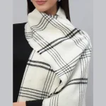 Luxury White Wool scarves Cashmere Wrap Large Scarf - Image 5