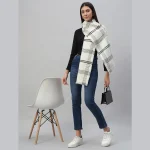 Luxury White Wool scarves Cashmere Wrap Large Scarf - Image 2