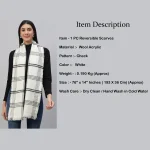 Luxury White Wool scarves Cashmere Wrap Large Scarf - Image 7