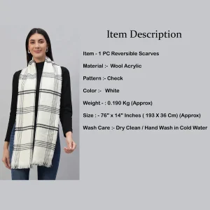 Luxury White Wool scarves Cashmere Wrap Large Scarf - Image 7