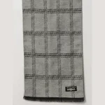 Men's Jaquard Weave Grey Checked Wool Reversible Scarf - Image 6