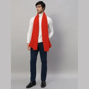 Men's Knitted Orange Soft Wool Scarf - Image 4