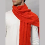 Men's Knitted Orange Soft Wool Scarf - Image 5