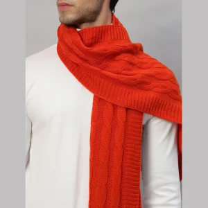 Men's Knitted Orange Soft Wool Scarf - Image 5