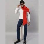 Men's Knitted Orange Soft Wool Scarf - Image 2