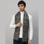 Men's Reversible Wool Muffler Black Floral Scarf
