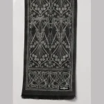 Men's Reversible Wool Muffler Black Floral Scarf - Image 6