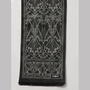Men's Reversible Wool Muffler Black Floral Scarf - Image 6