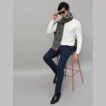 Men's Reversible Wool Muffler Black Floral Scarf - Image 2