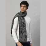 Men's Reversible Wool Muffler Black Floral Scarf - Image 4