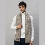 Men's Winter Beige Floral Soft Wool Scarf
