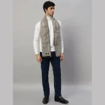 Men's Winter Beige Floral Soft Wool Scarf - Image 4