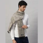Men's Winter Beige Floral Soft Wool Scarf - Image 3