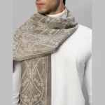 Men's Winter Beige Floral Soft Wool Scarf - Image 5