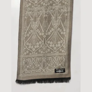 Men's Winter Beige Floral Soft Wool Scarf - Image 6
