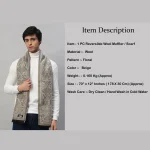 Men's Winter Beige Floral Soft Wool Scarf - Image 7