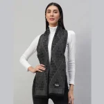 Neck Wrap Black Geometric Scarf For Women's