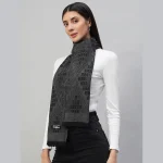 Neck Wrap Black Geometric Scarf For Women's - Image 3